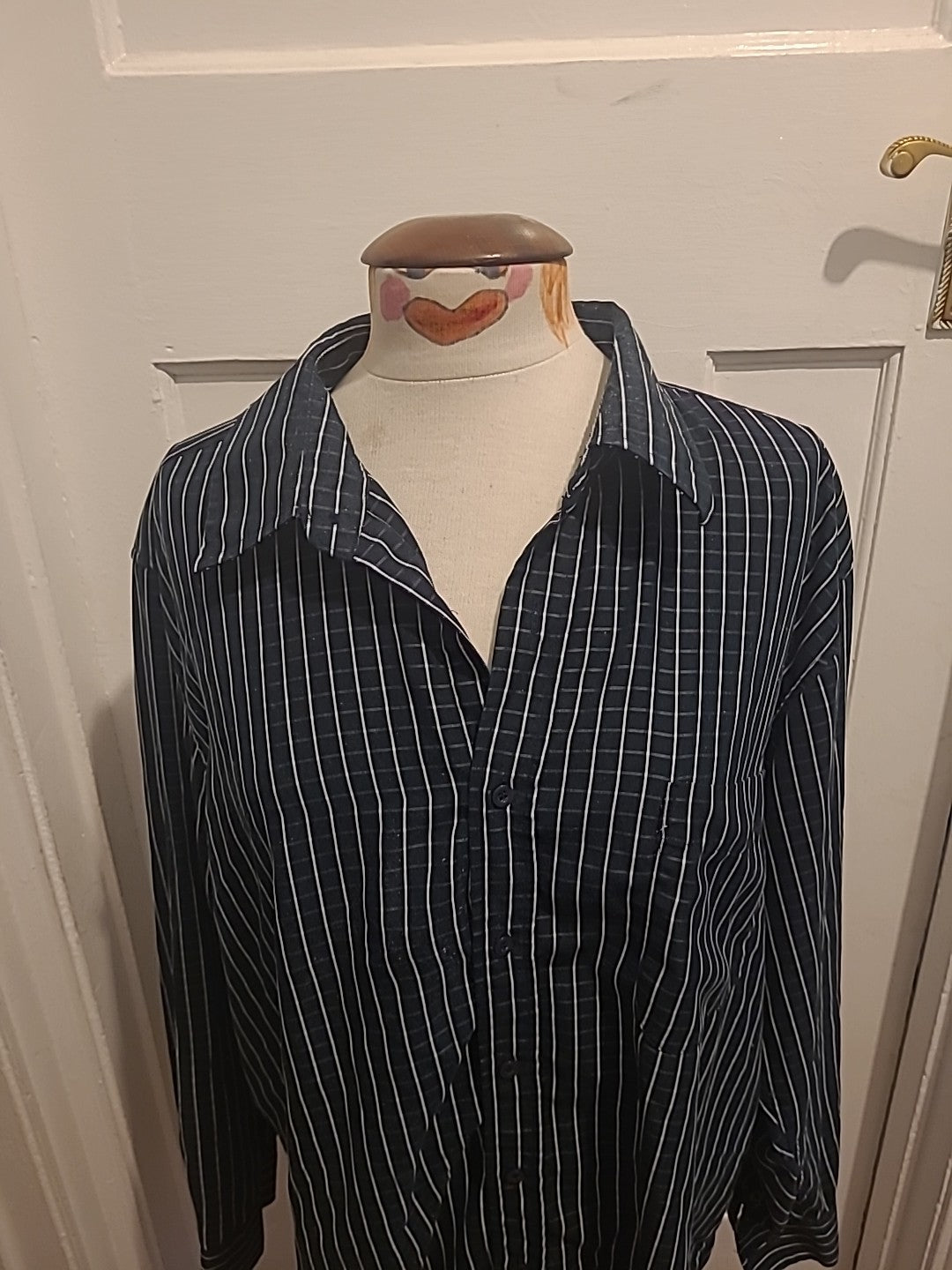 Mens Fiori Size XL Blue And White Check Long Sleeve Shirt