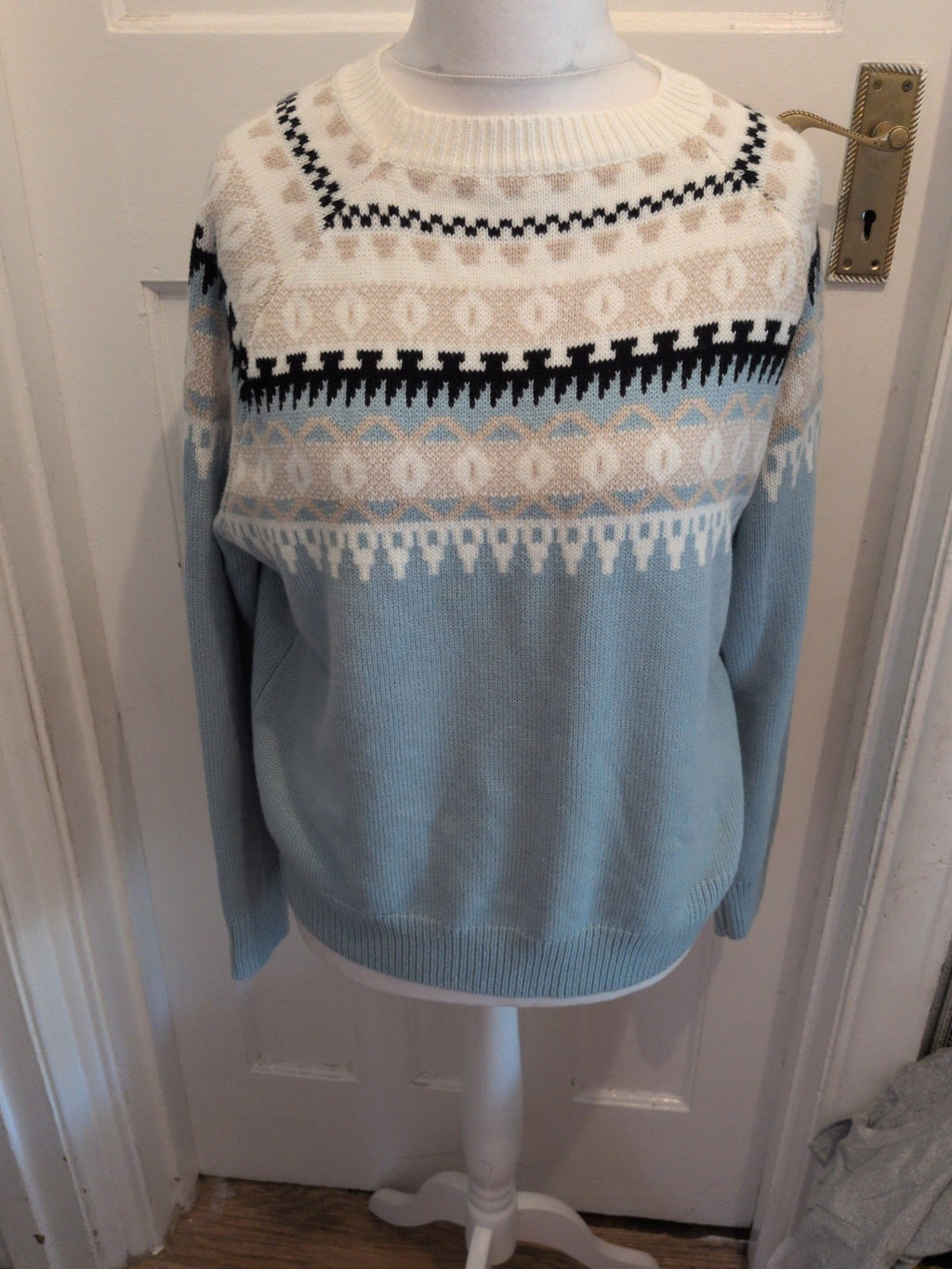 XL Blue Grey White Ultra Soft Pullover Jumper