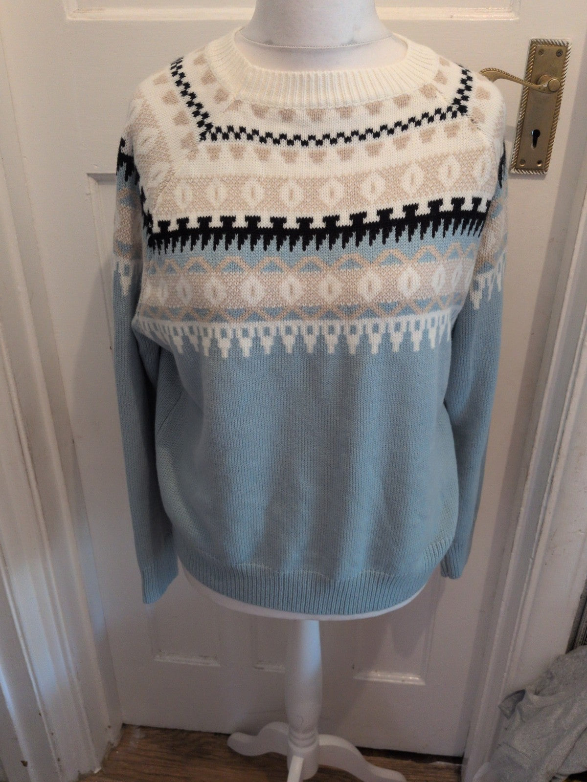 XL Blue Grey White Ultra Soft Pullover Jumper