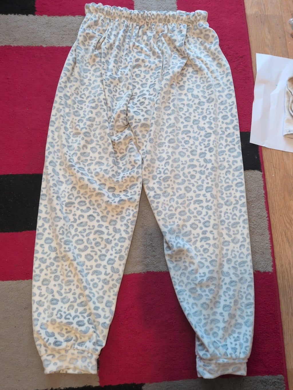 Ladies Primark Size 12/14 Black/Blue/White Patterned Elasticated Pyjama Bottoms