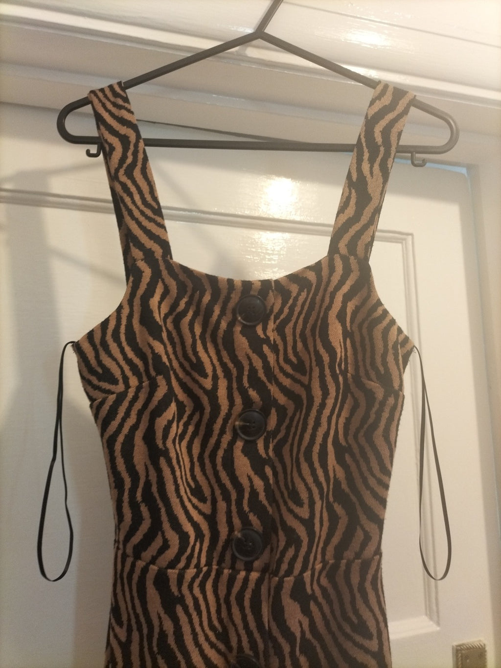 Ladies River Island Size 8 Brown Black Sleeveless Midi Dress