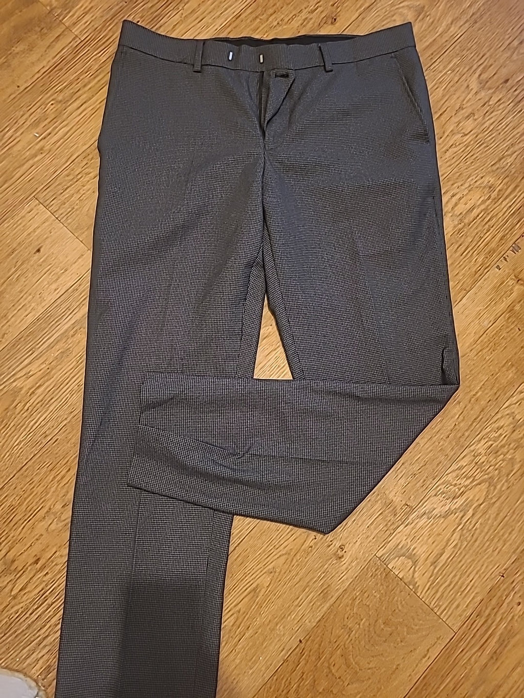 Mens Size 36R Grey Fleck Formal Dress Trousers