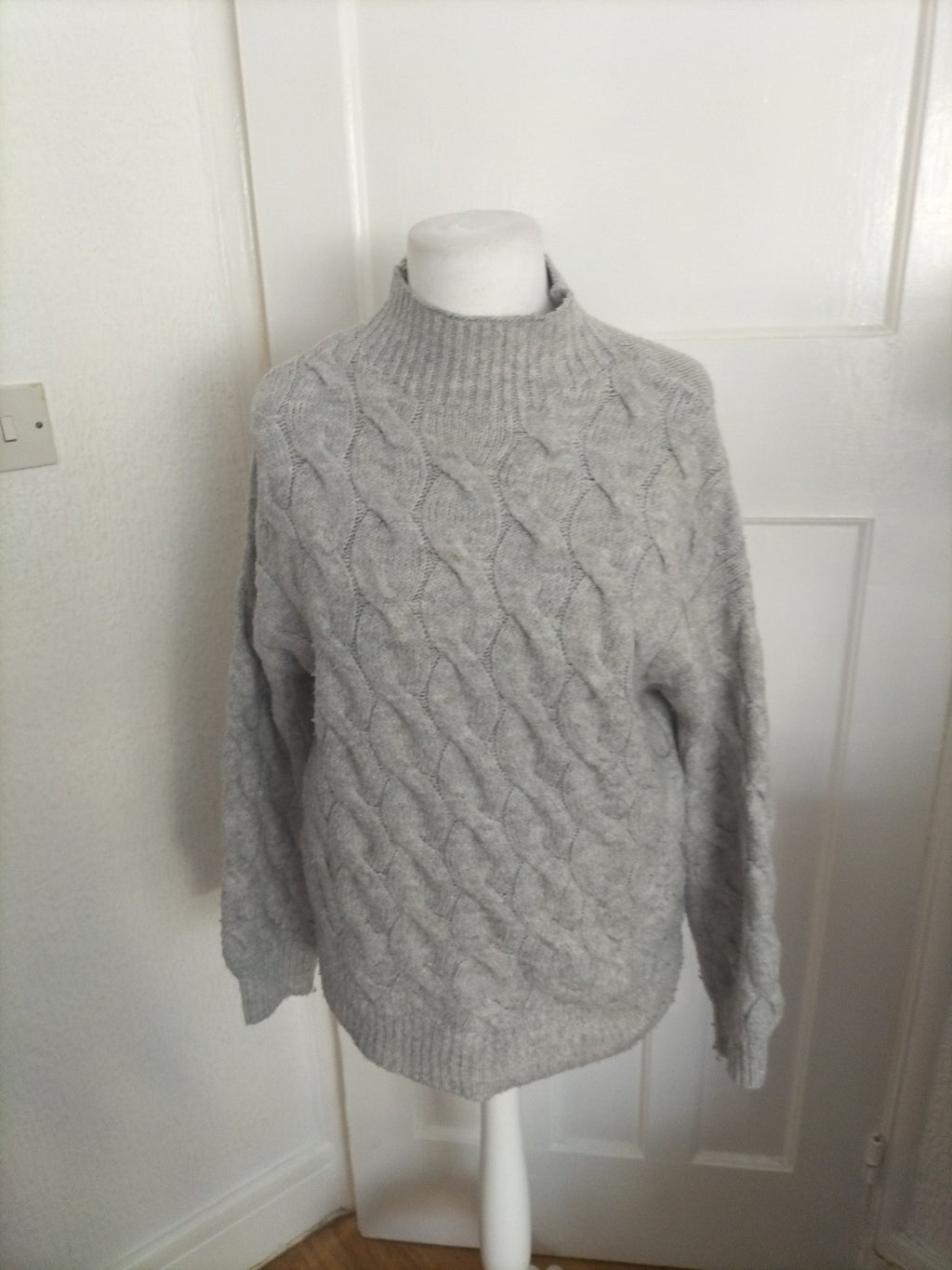 Ladies Papaya Size S/M Grey Patterned High Neck Jumper
