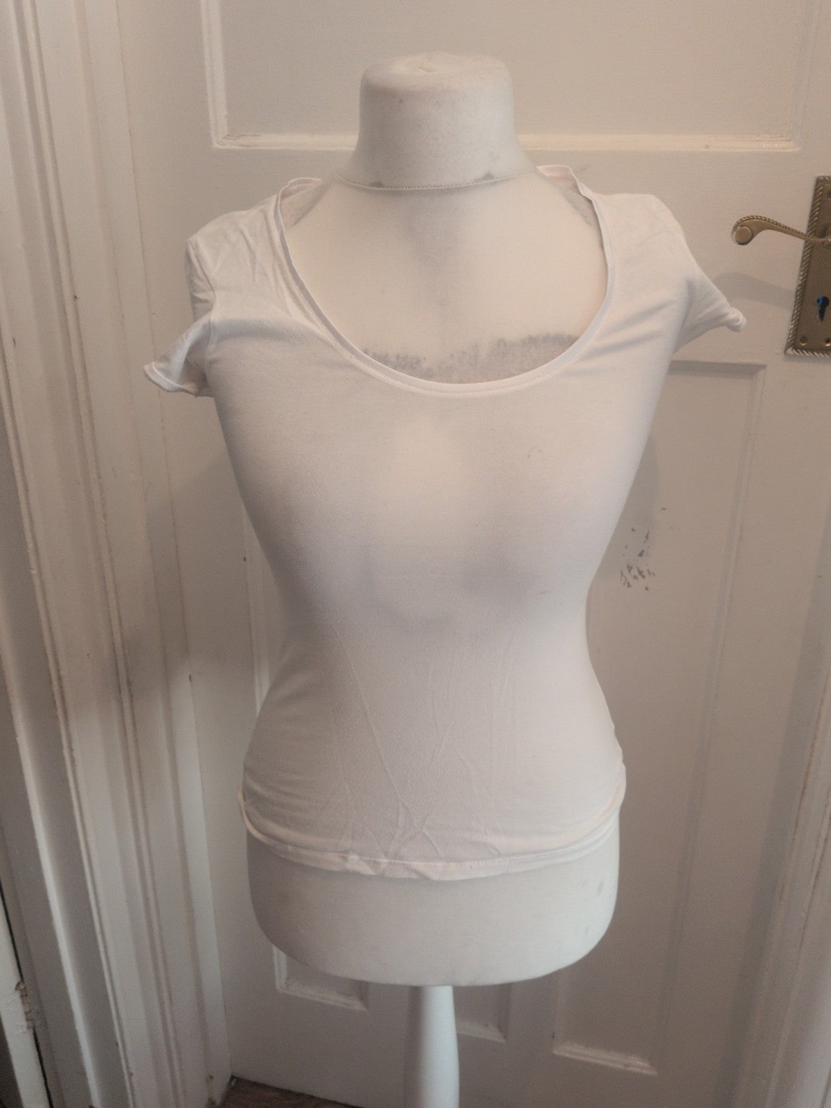 Marks And Spencer 14 White Short Sleeve T-shirt Scoop Round