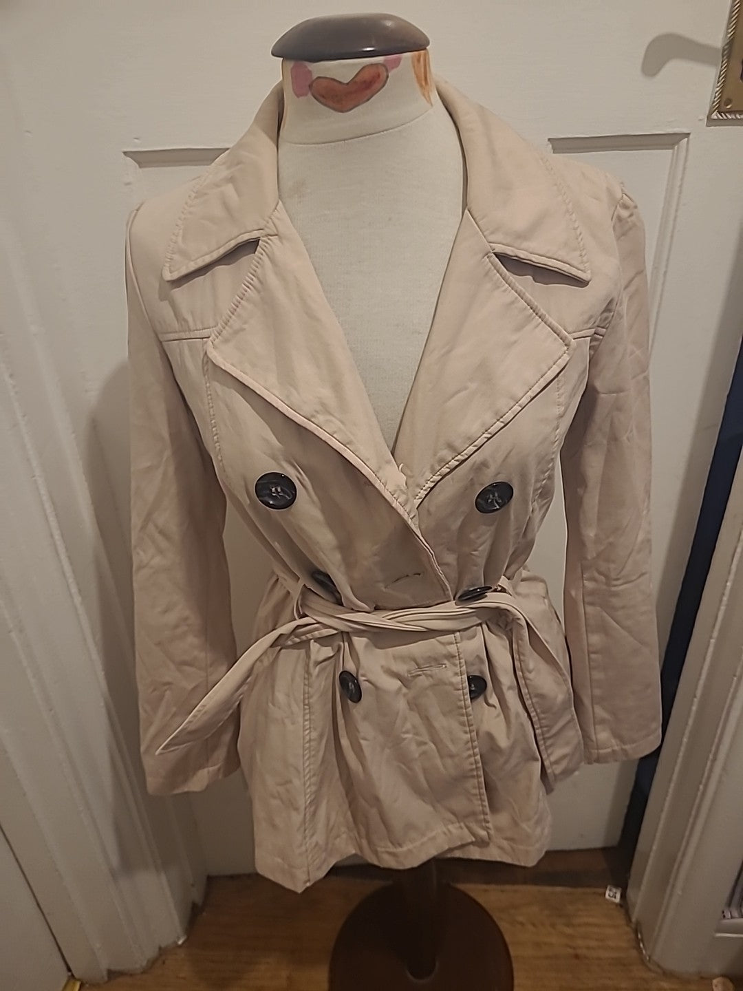 Ladies New Look Size 10 Baby Pink Long Sleeved Coat With Belt