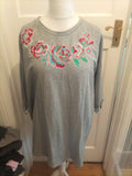 Ladies Tu Size 18 Grey Floral Embroidery Long Sleeved Jumper Dress