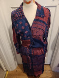 Ladies Size Large Purple/Navy Long Sleeved Fit And Flare Dress