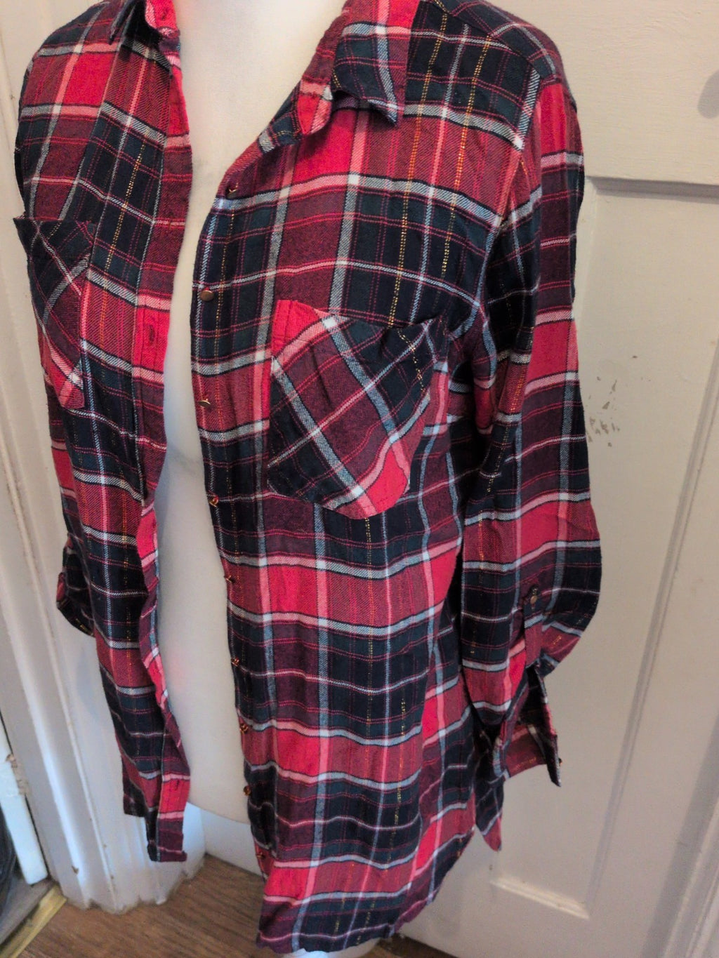 Ladies George Size 14 Red Check Long Sleeve Shirt