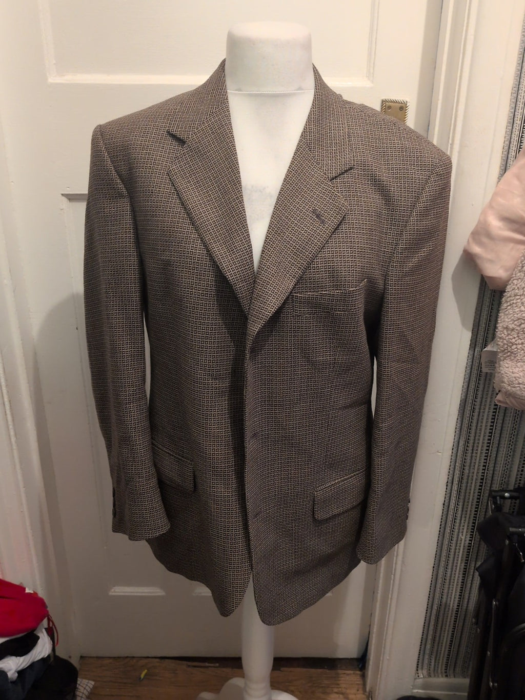 Approx 42" Brown/Beige Black Suit Jacket
