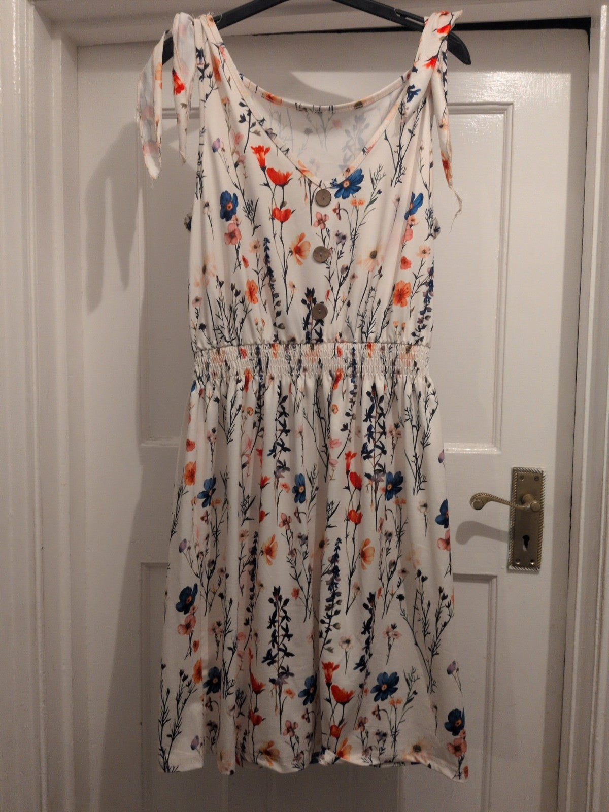 Shein Medium Flower Pattern Fit And Flare Knee Length Dress