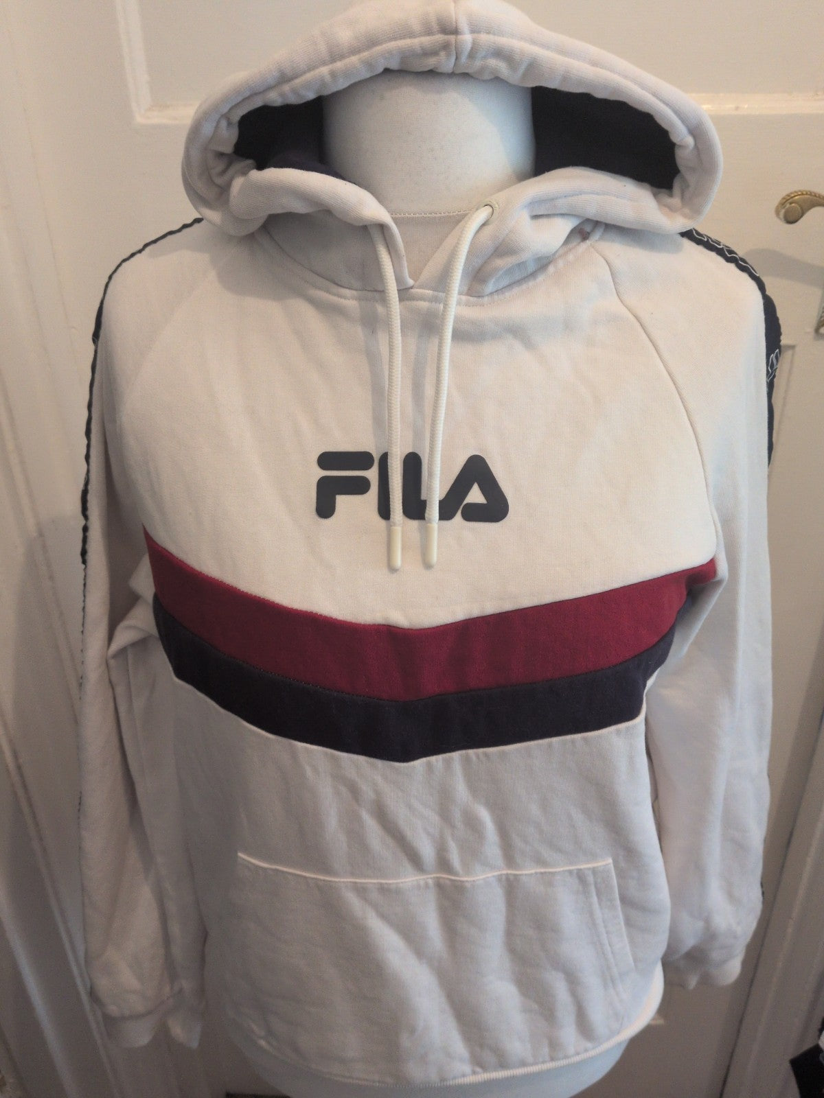 Fila Medium Navy And White Pullover Hoodie