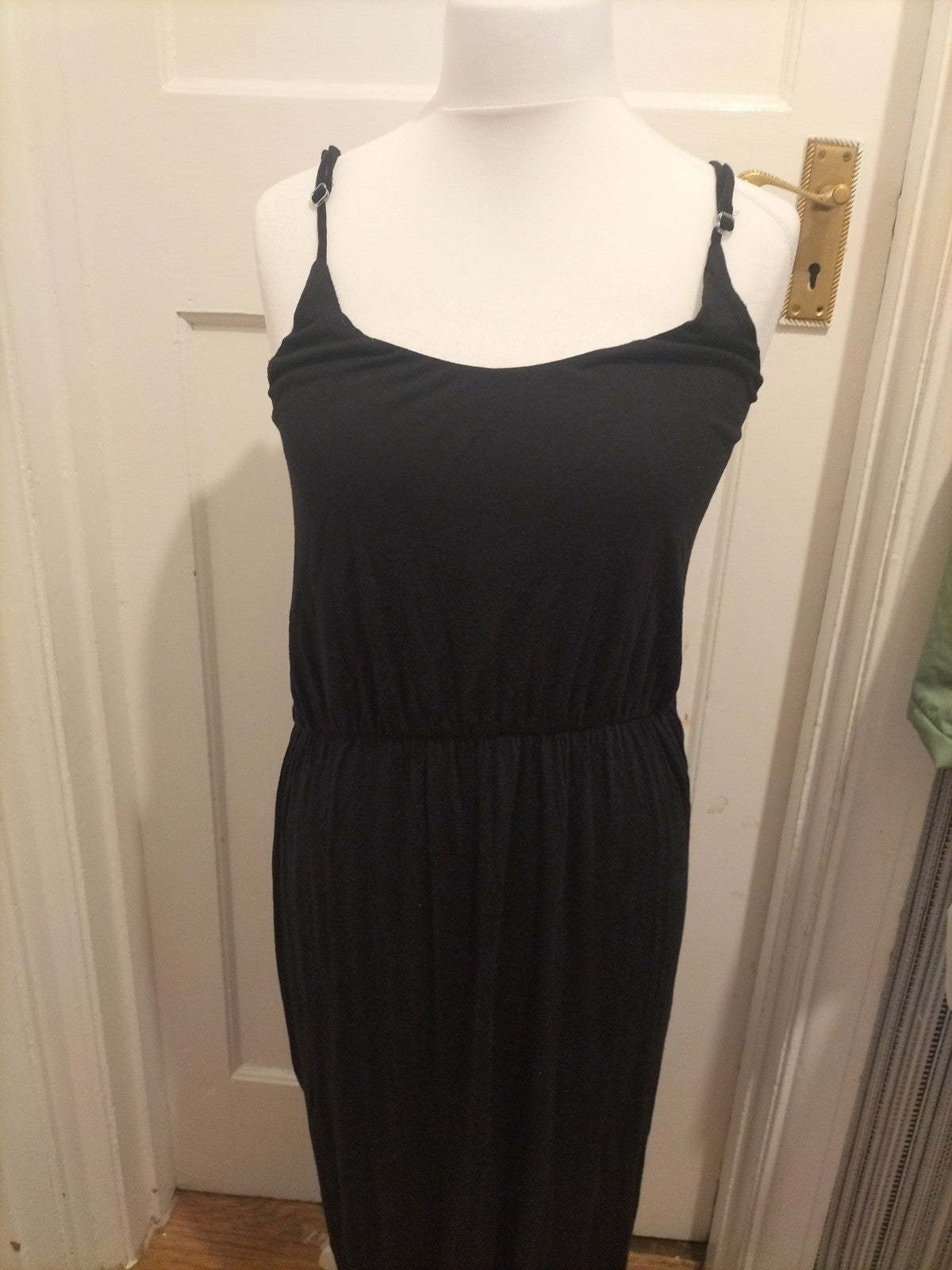 Ladies Primark Size 16 Black Long Length Sleeveless Elasticated Waist Dress