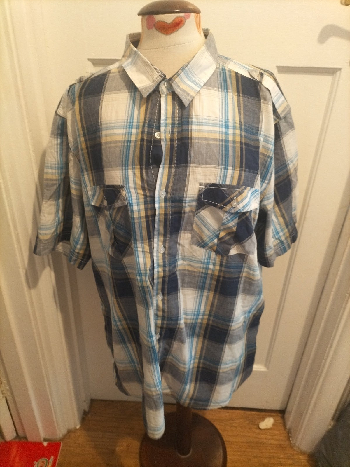 Mens Tog24 Size 2XL White/Grey/Navy Check Short Sleeved Shirt.