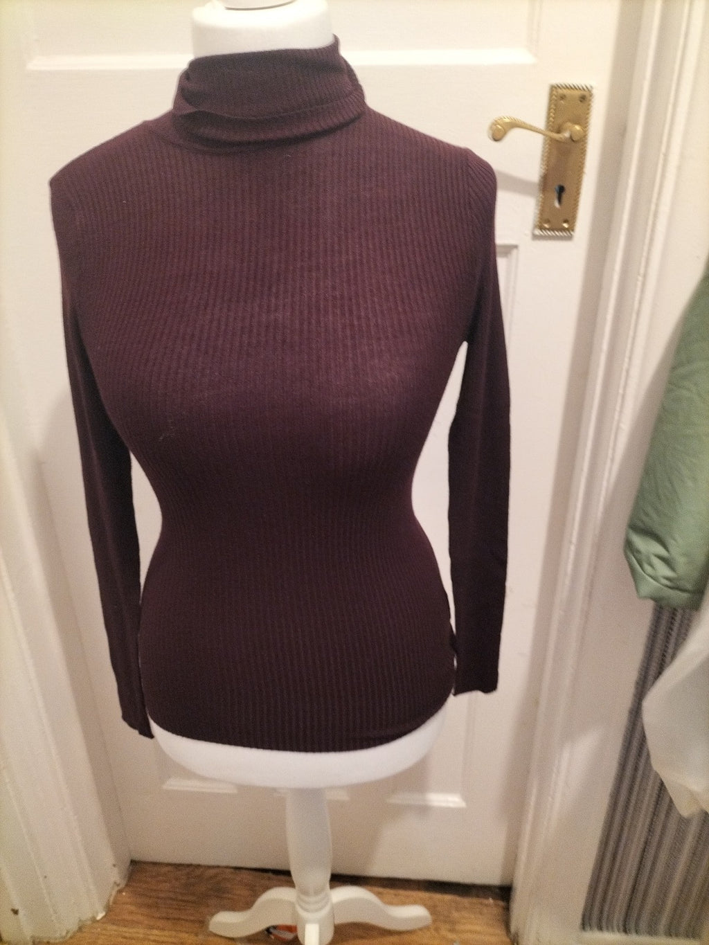 Ladies Primark Size 10 Dark Purple High Neck Long Sleeved Jumper
