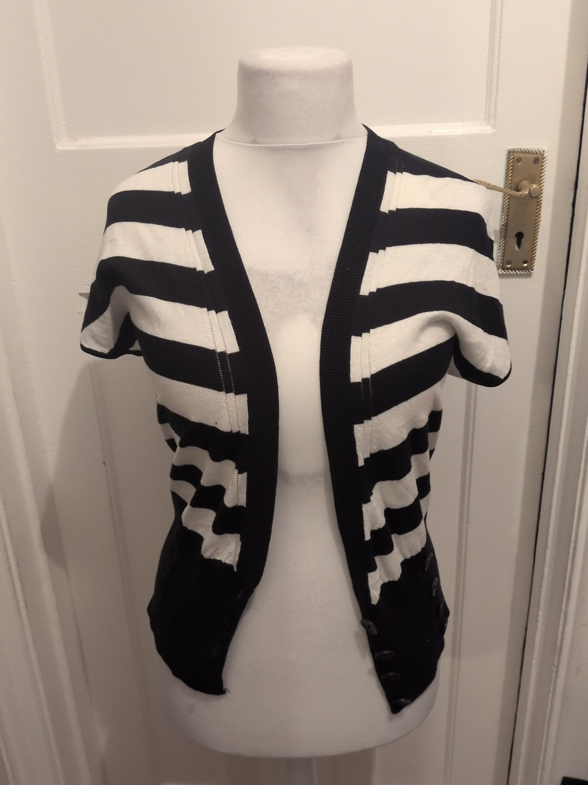 Ladies Red Herring Size 14 Navy And White Striped Sleeveless Blouse