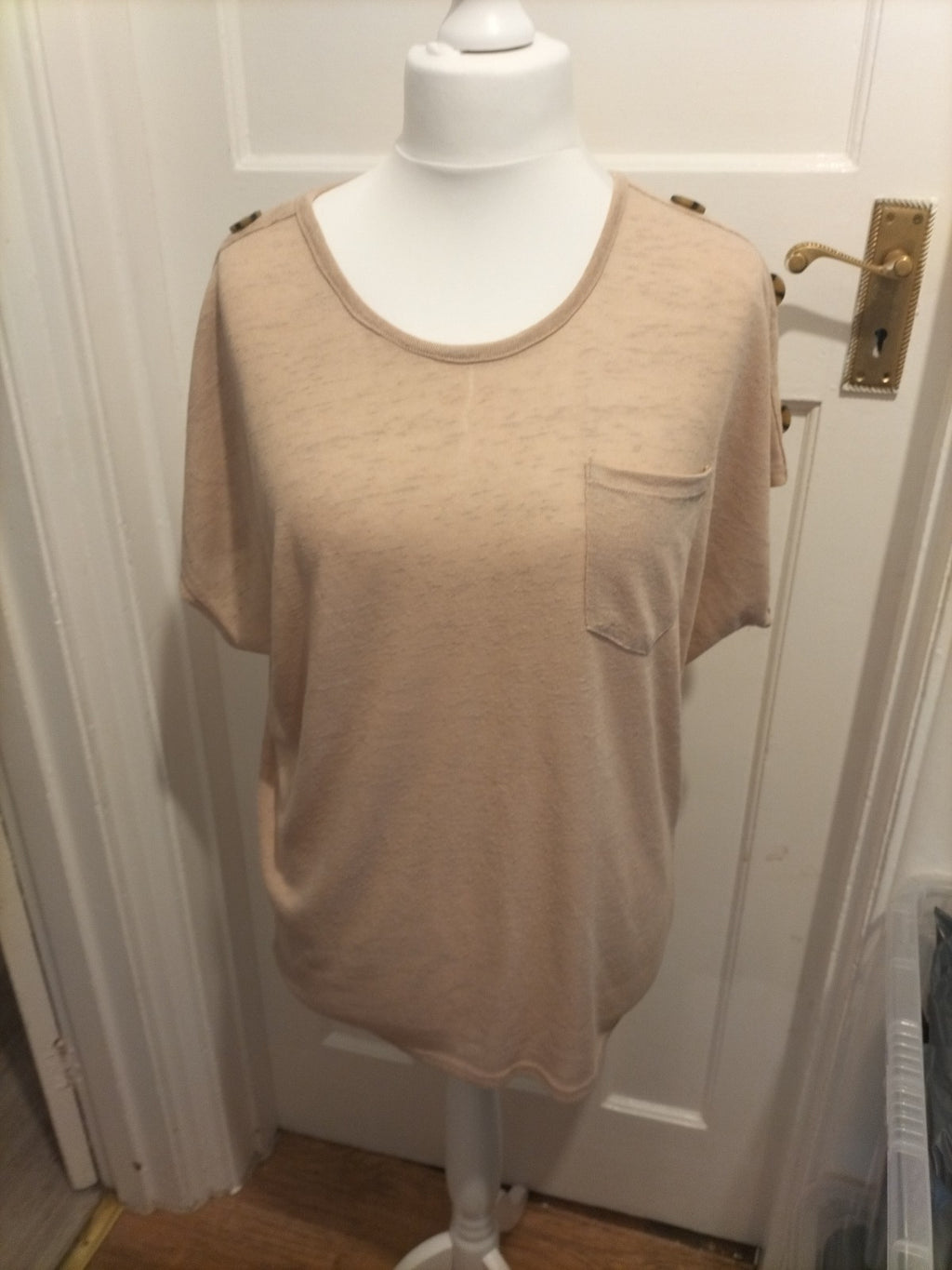 Ladies Pep&Co Size Small Beige Pale Brown Short Sleeved Blouse