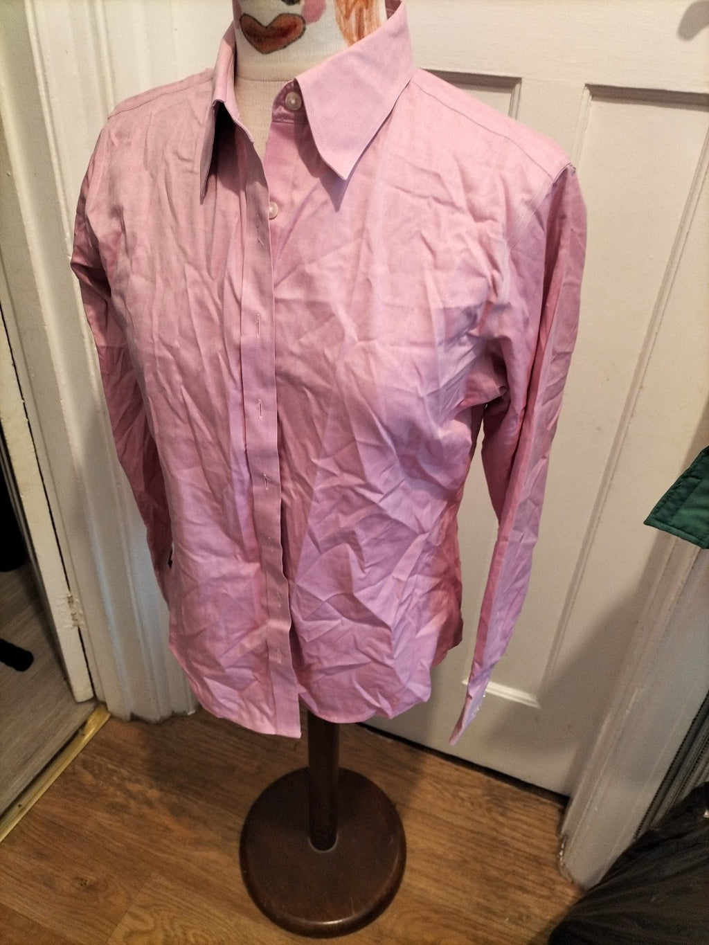 Ladies Lands End Size 8 Pink Long Sleeved Buttoned Shirt