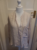 Ladies MNG Size Large Beige Short Sleeved Blouse