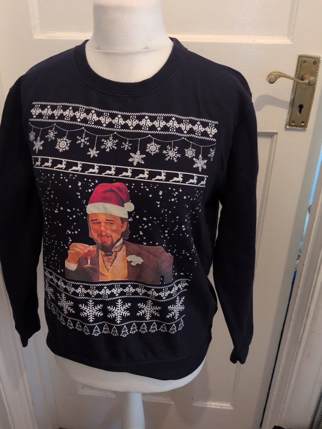 Just Hoods Medium Navy Christmas Print Pullover Jumper
