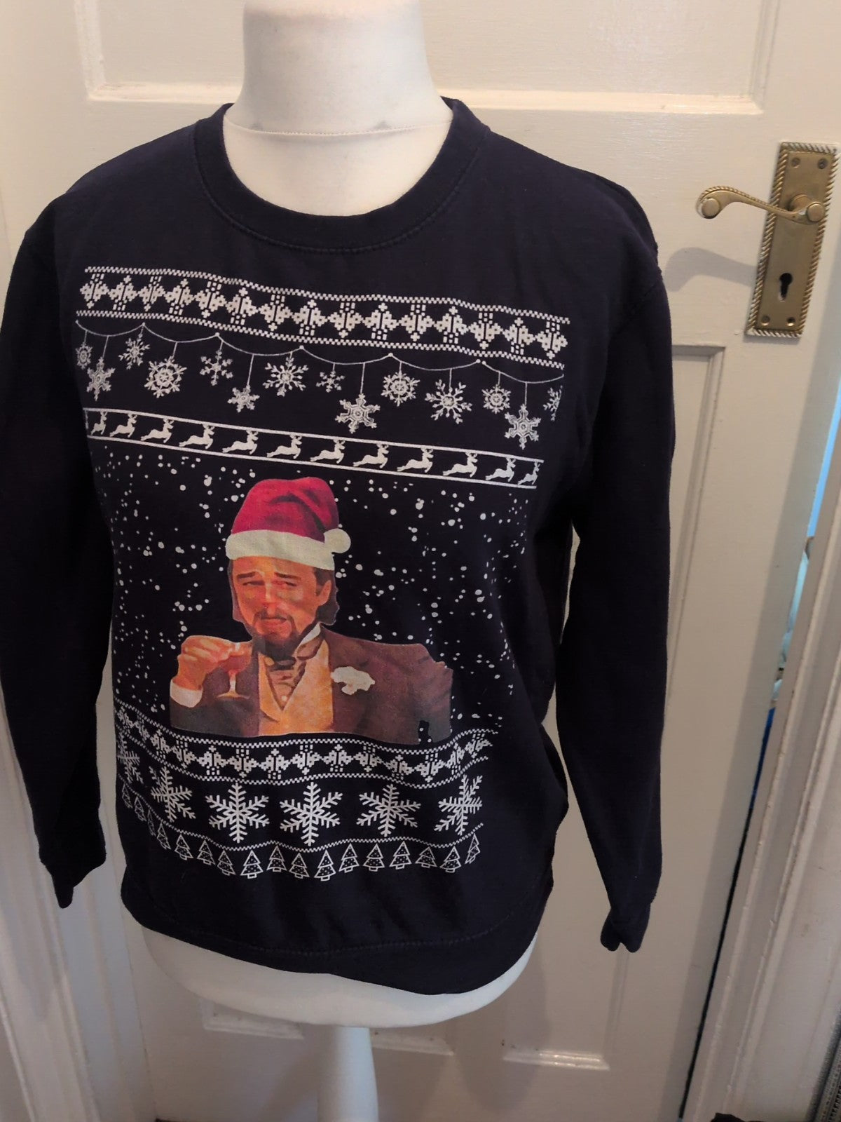 Just Hoods Medium Navy Christmas Print Pullover Jumper