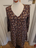 Ladies Apricot Size 10 Brown/Orange/White Floral Long Sleeved Dress