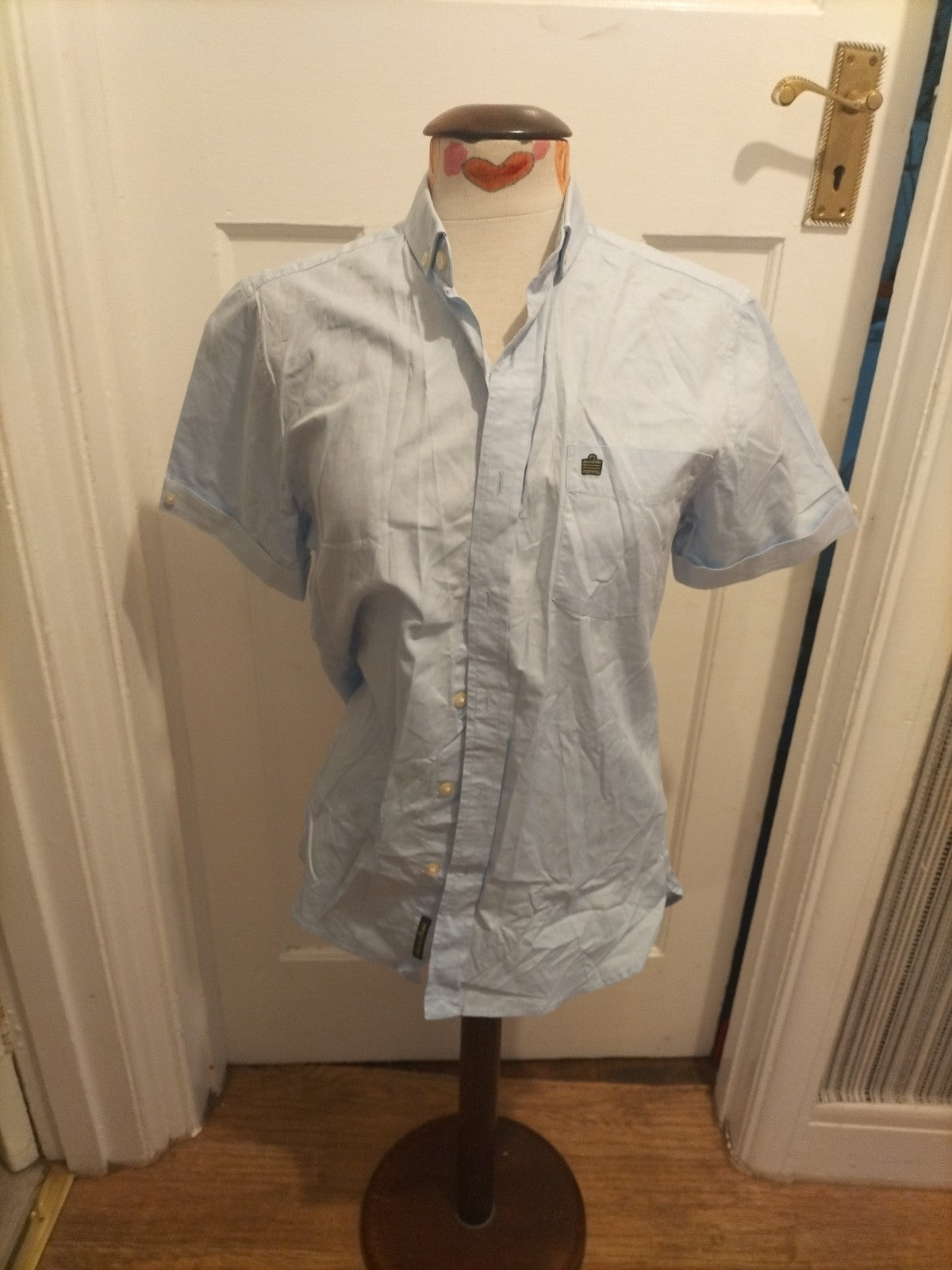 Mens Admiral Size Small Pale Blue Short Sleeved Shirt
