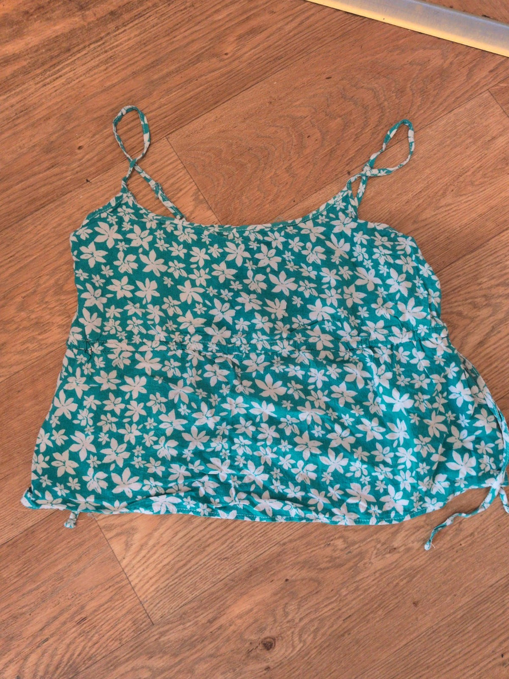George 10 Turquoise And White Floral Sleeveless Cami Top