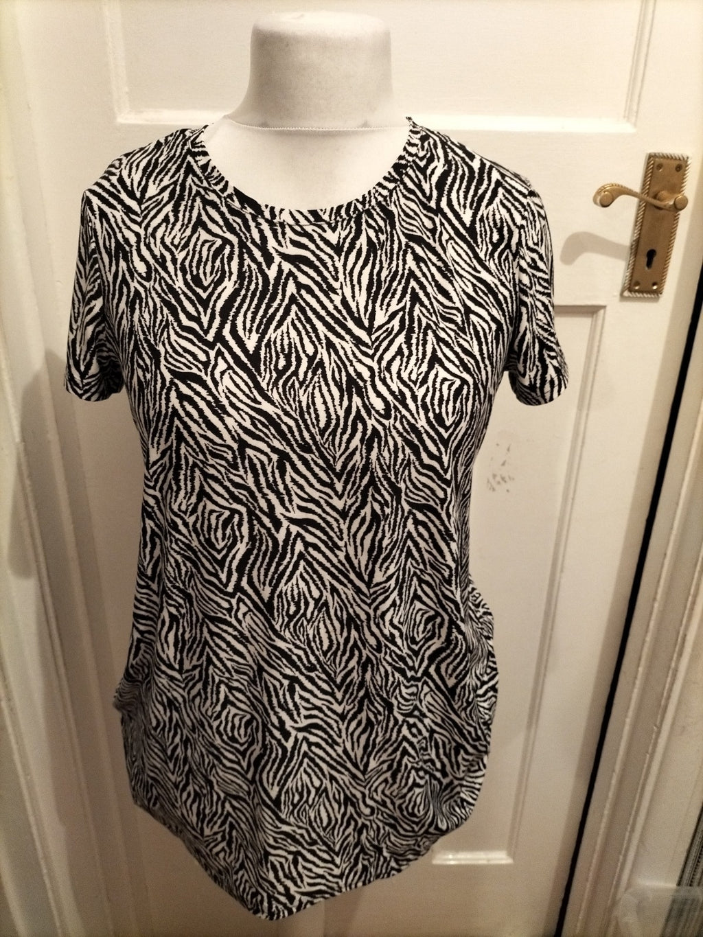 Beloved Medium Zebra Print Style Oversized Blouse Short Sleeve