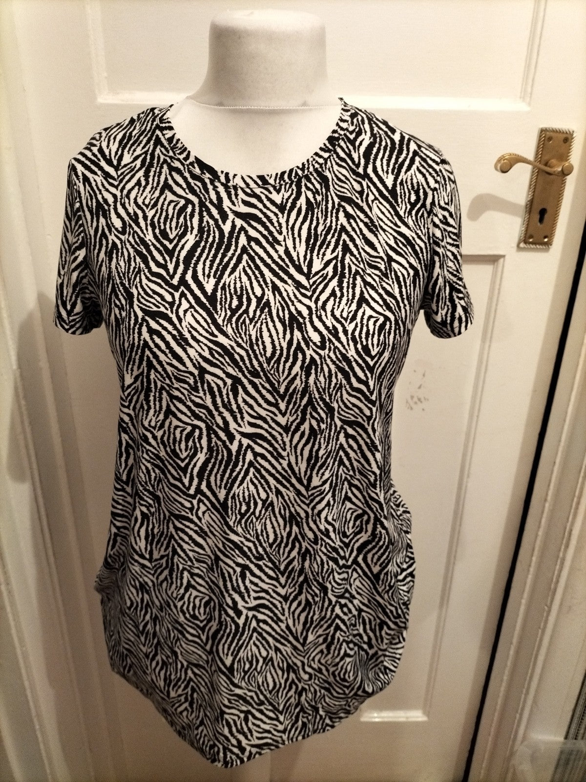 Beloved Medium Zebra Print Style Oversized Blouse Short Sleeve