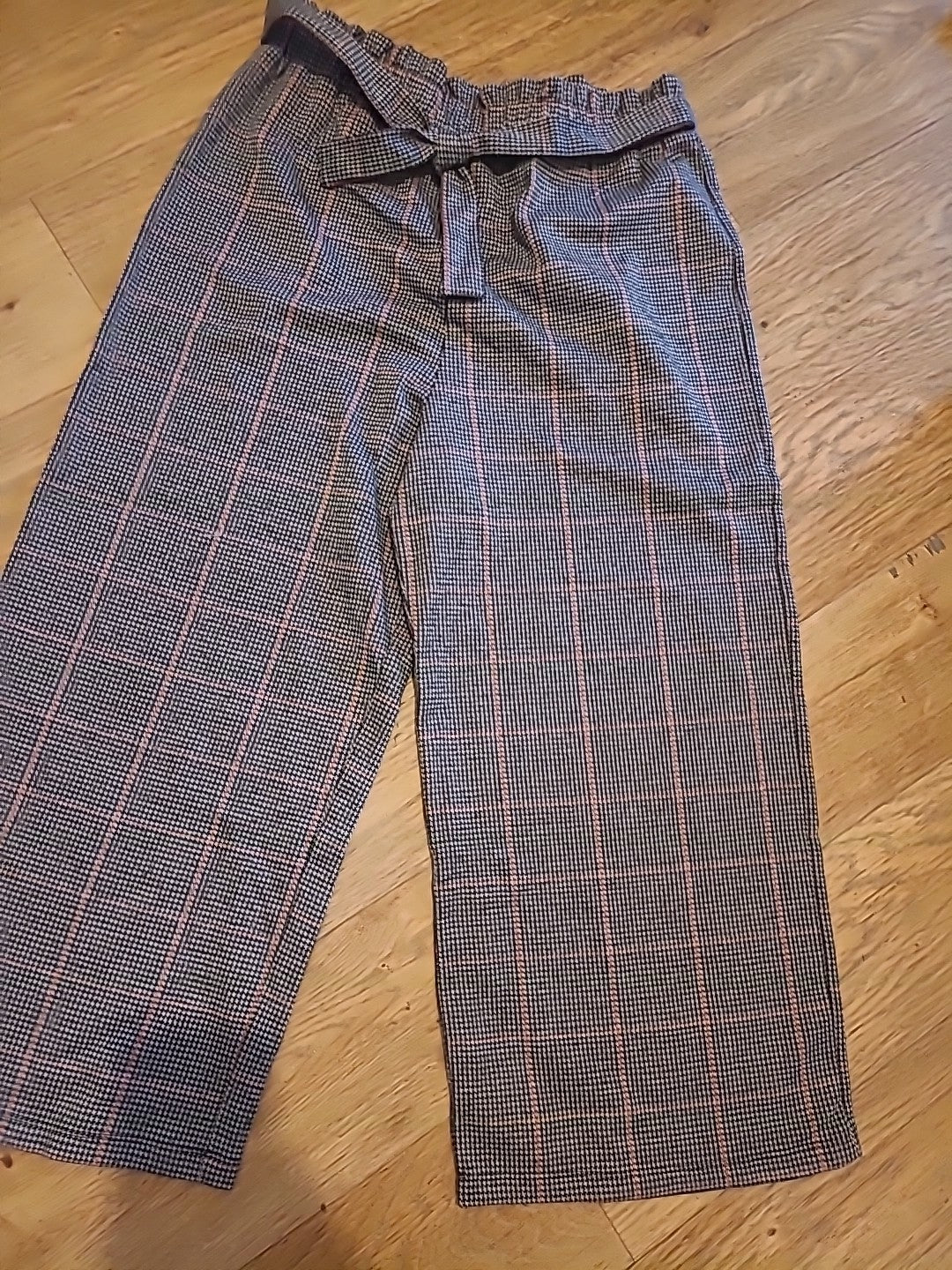 Girls Tu Size 14 Years Purple Black Checked Trousers