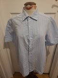 Mens Autograph Size Large Blue And White Striped Short Sleeved Soft Touch Shirt