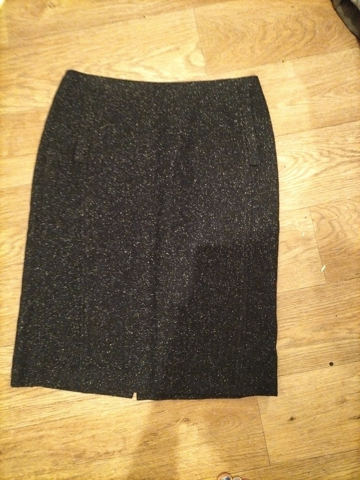 Ladies Episode Size 8 Black Speckled Lined Pencil Skirt