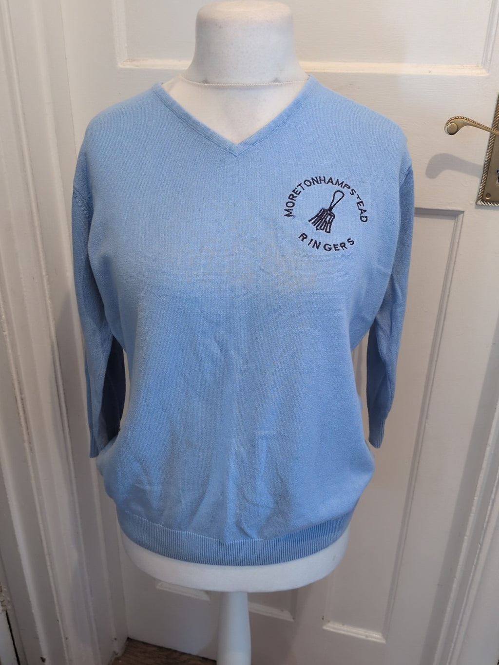 Isle 18-20 Blue Embroidery V Neck Jumper