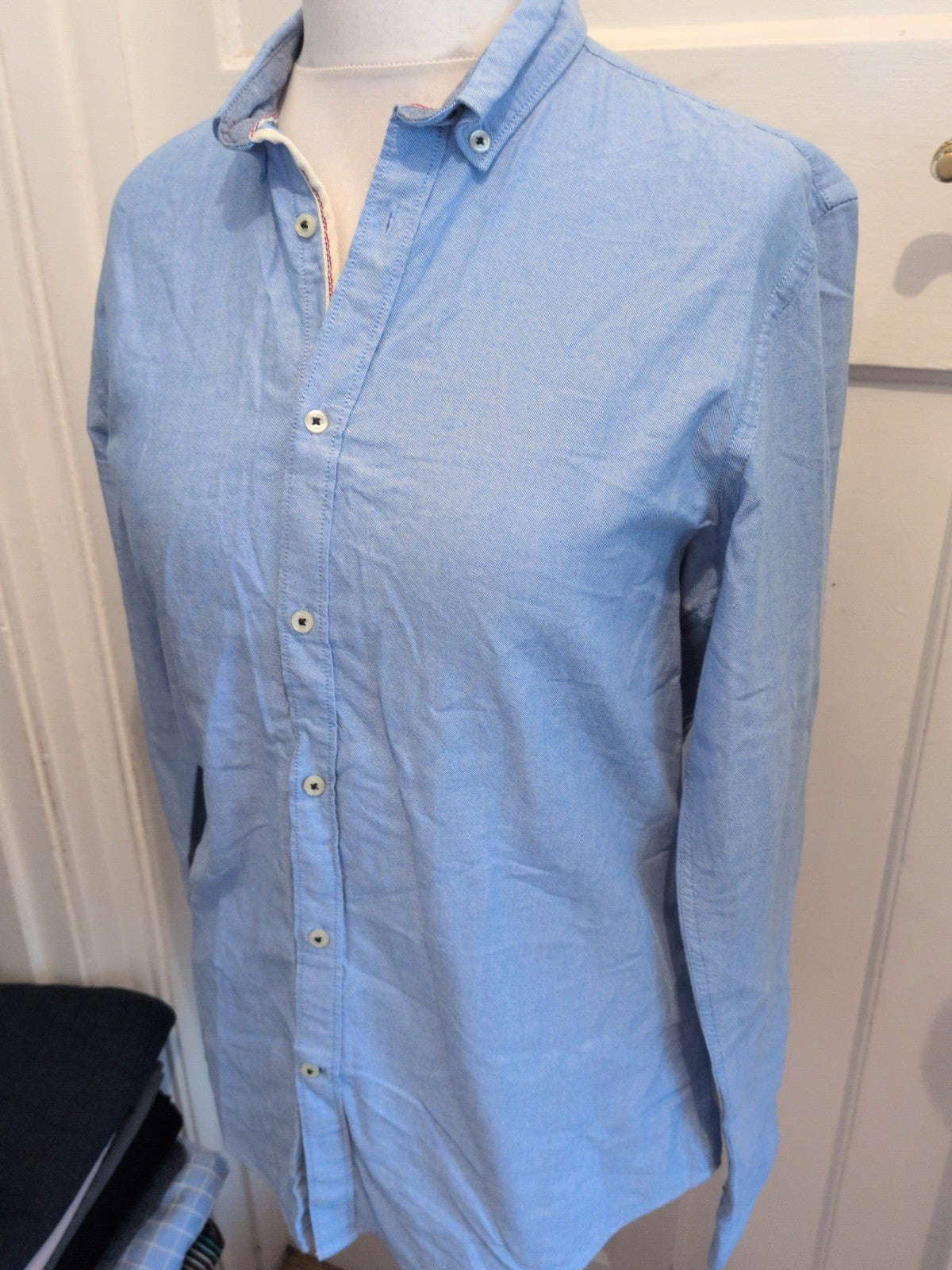 Zara Medium Slim Fit Blue Fancy Oxford Shirt