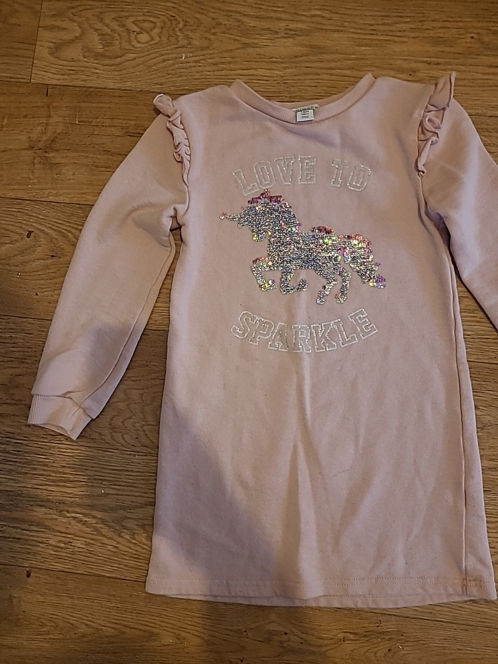Girls Primark Age 7-8 Years Pink Sequin Unicorn Jumper