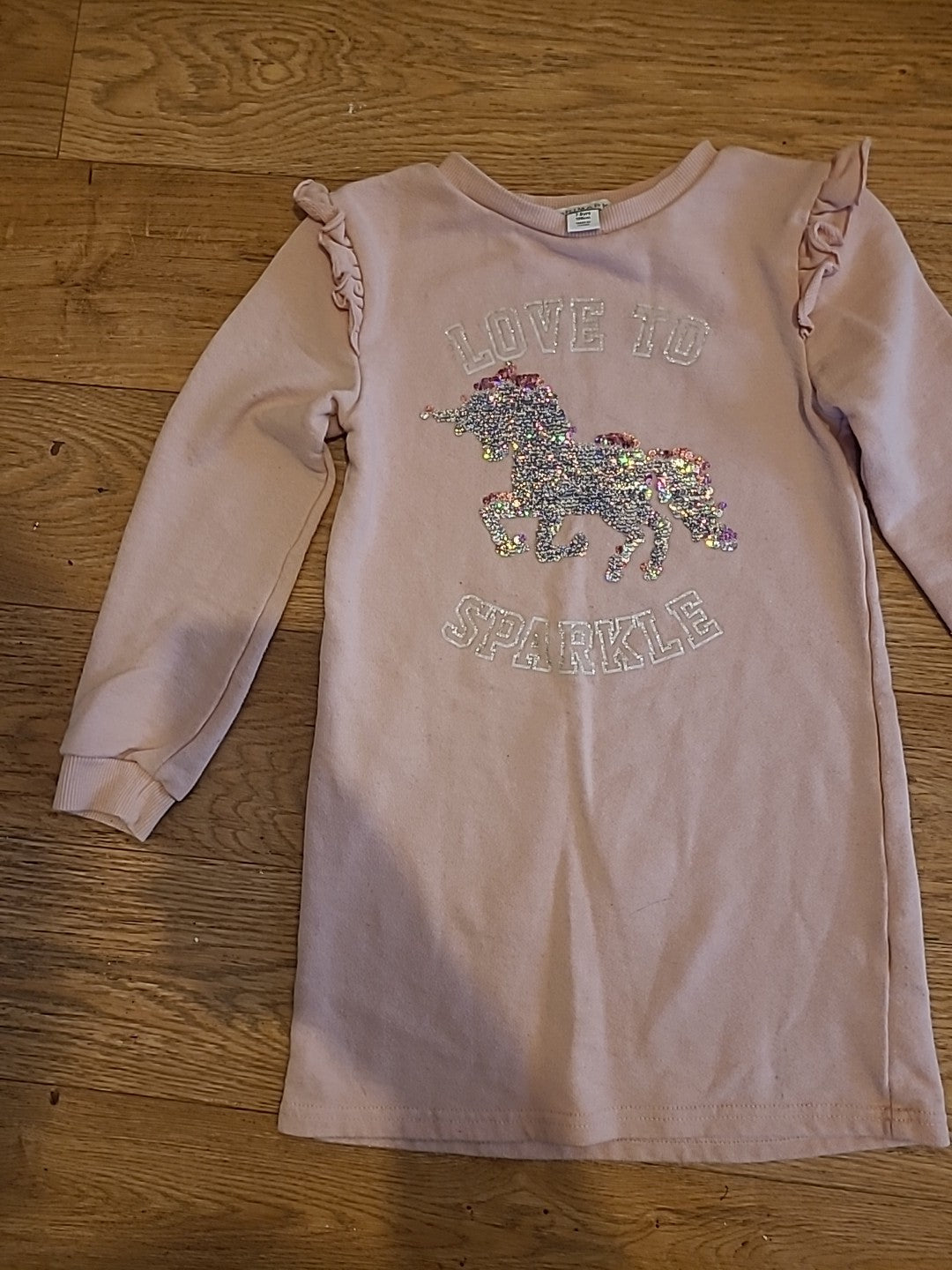 Girls Primark Age 7-8 Years Pink Sequin Unicorn Jumper