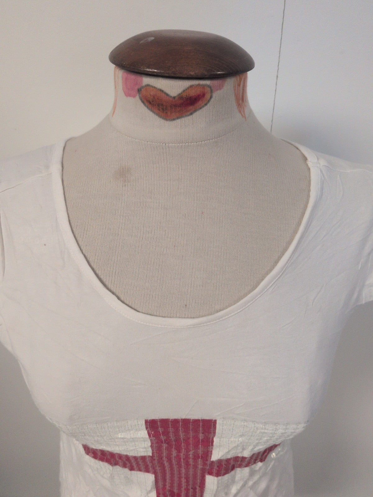 Ladies F&F Size 12 White England Flag Sequin T-shirt