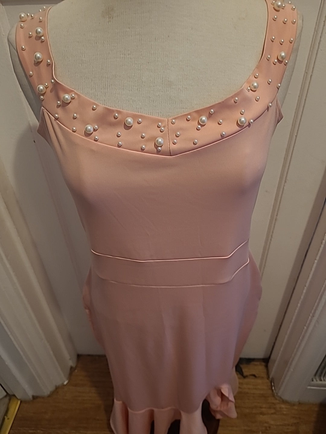 Ladies Chicme Size XL Pink Diamonte Sleeveless Dress