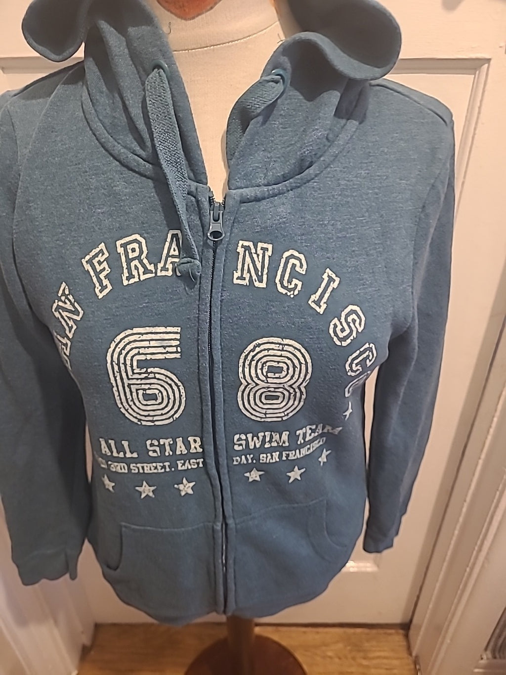 Ladies Denim&Co Size 10 Teal Zip Through Jacket