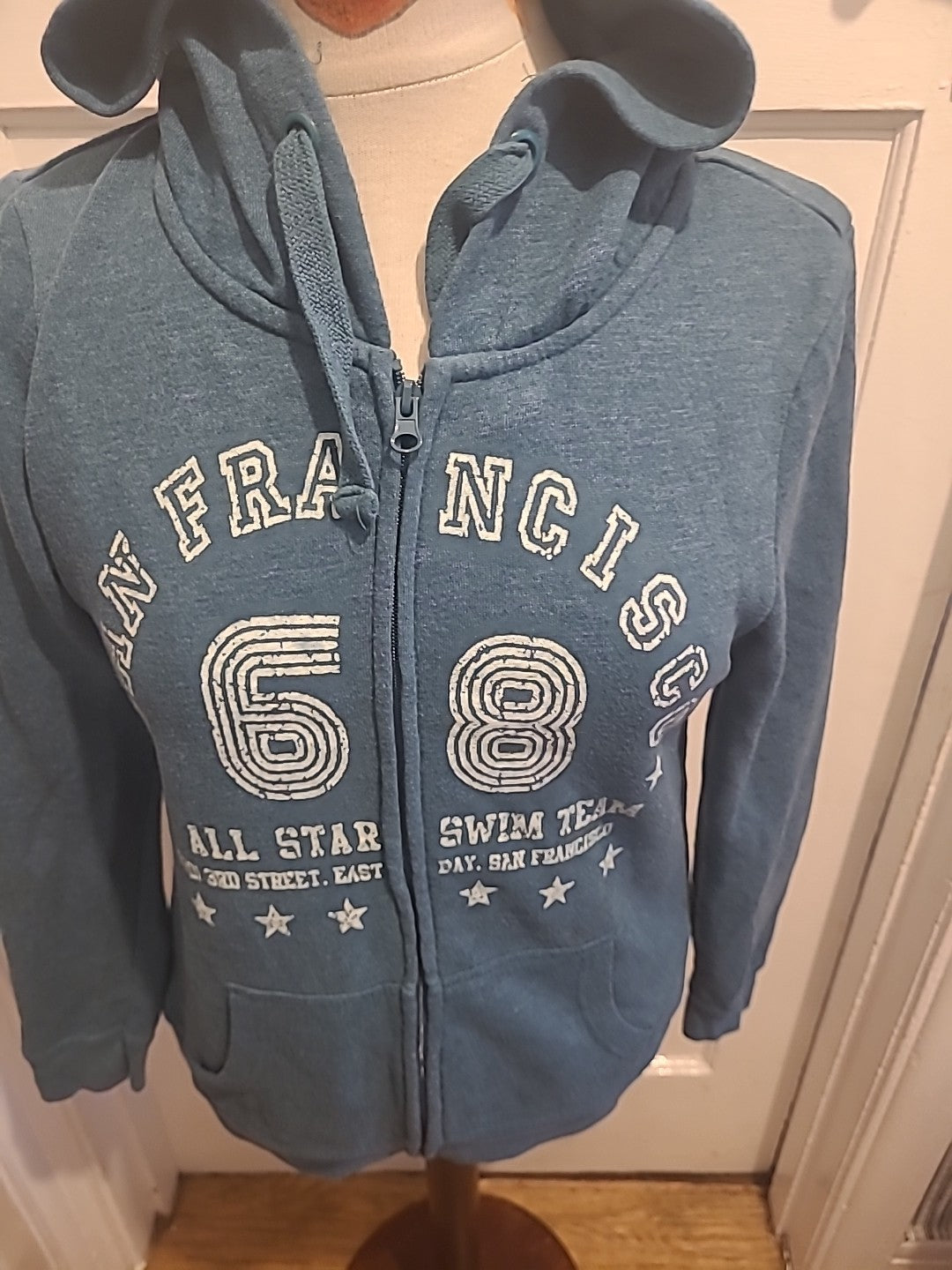 Ladies Denim&Co Size 10 Teal Zip Through Jacket