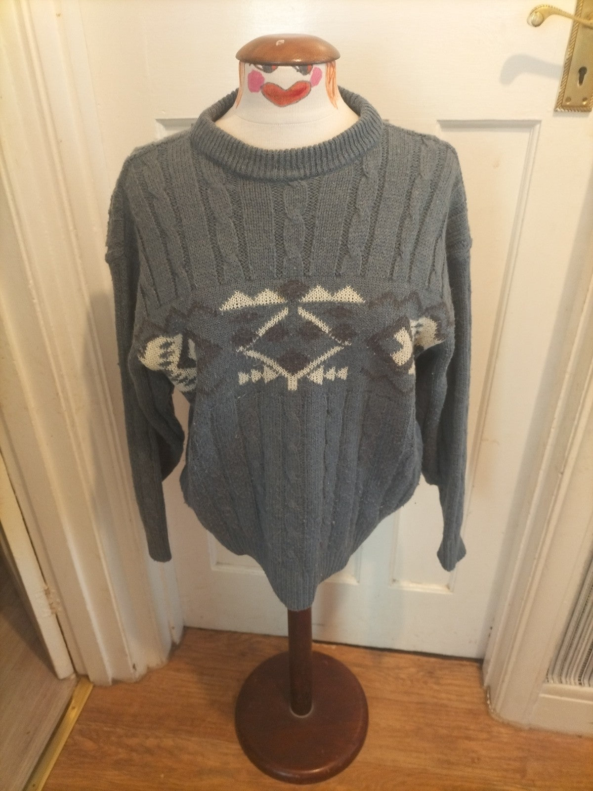Mens C&A Size Medium Green Knitted Jumper
