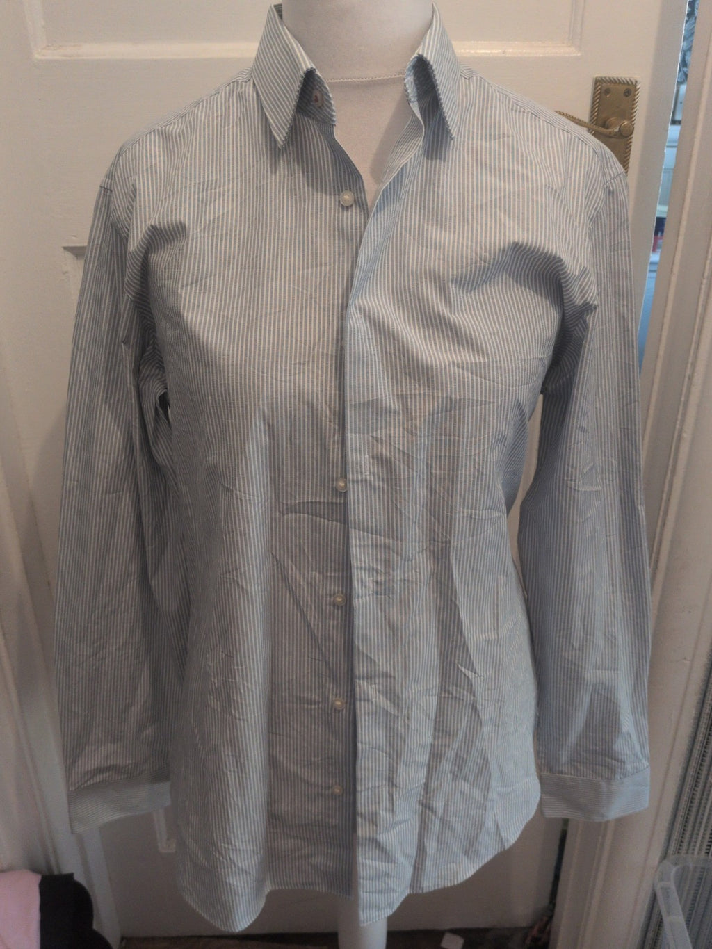Next Tailoring 16R Blue Stripe Long Sleeve Slim Fit Shirt