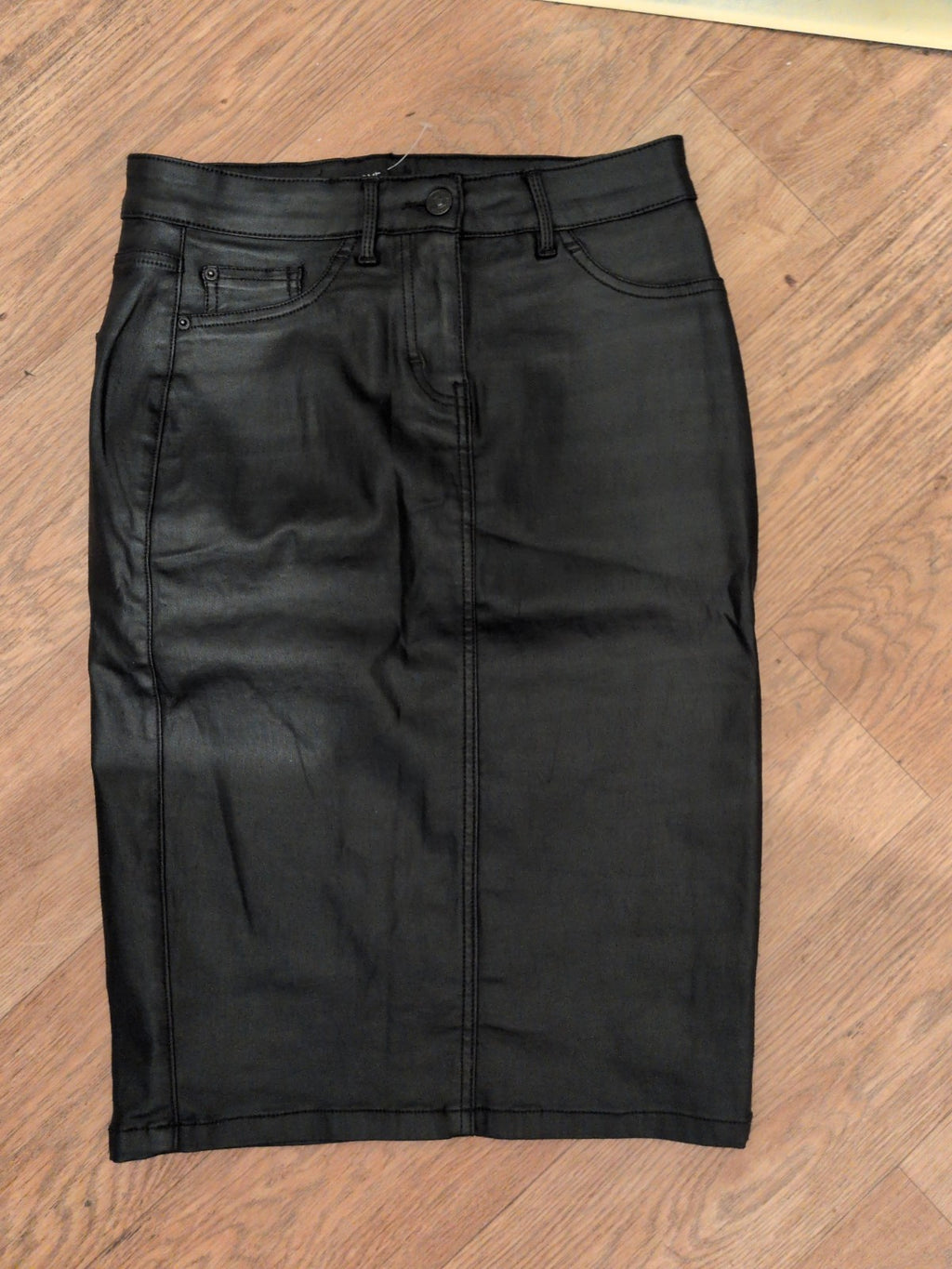 Next 8 Black Pleather Skirt Midi