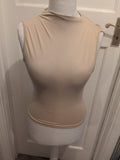 Shein Medium Beige Ruched Sides Sleeveless Top