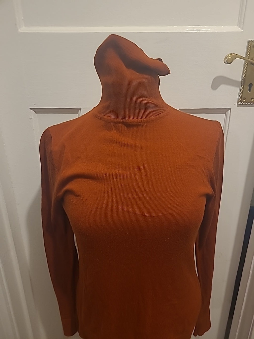 Ladies Warehouse Size 12 Rust Long Sleeved High Neck Top