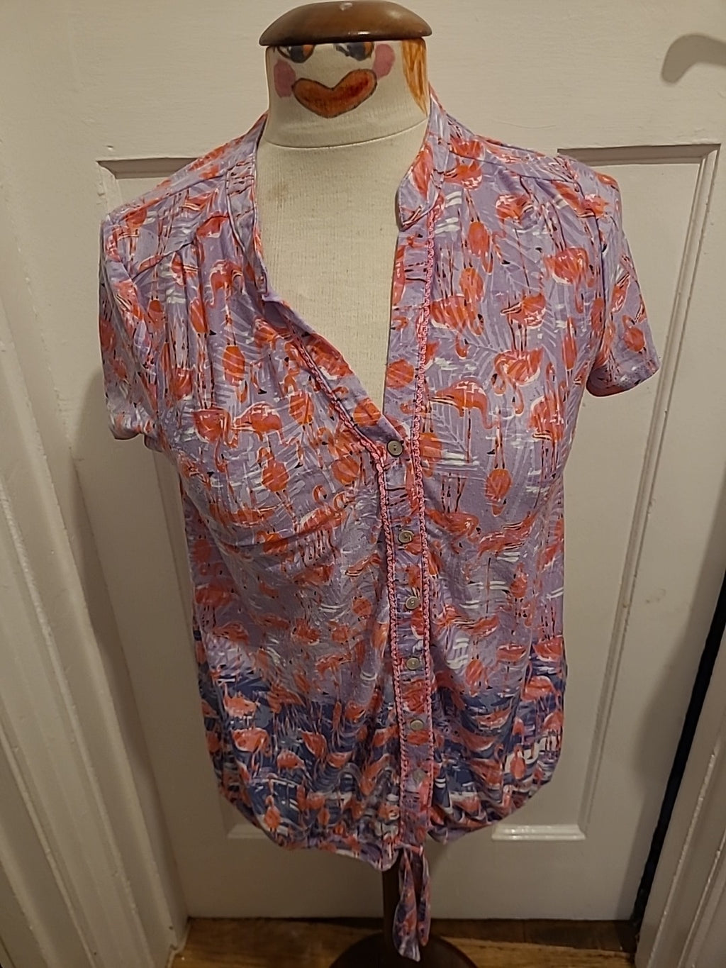 Ladies Marks and Spencer Size 10 Blue Mix Sleeveless Blouse