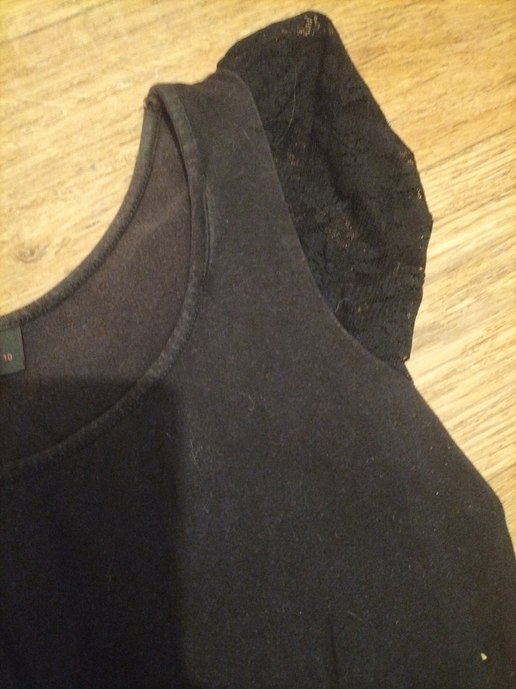 Ladies Next Sp Size 10 Black Short Sleeve Wide Neck Tshirt