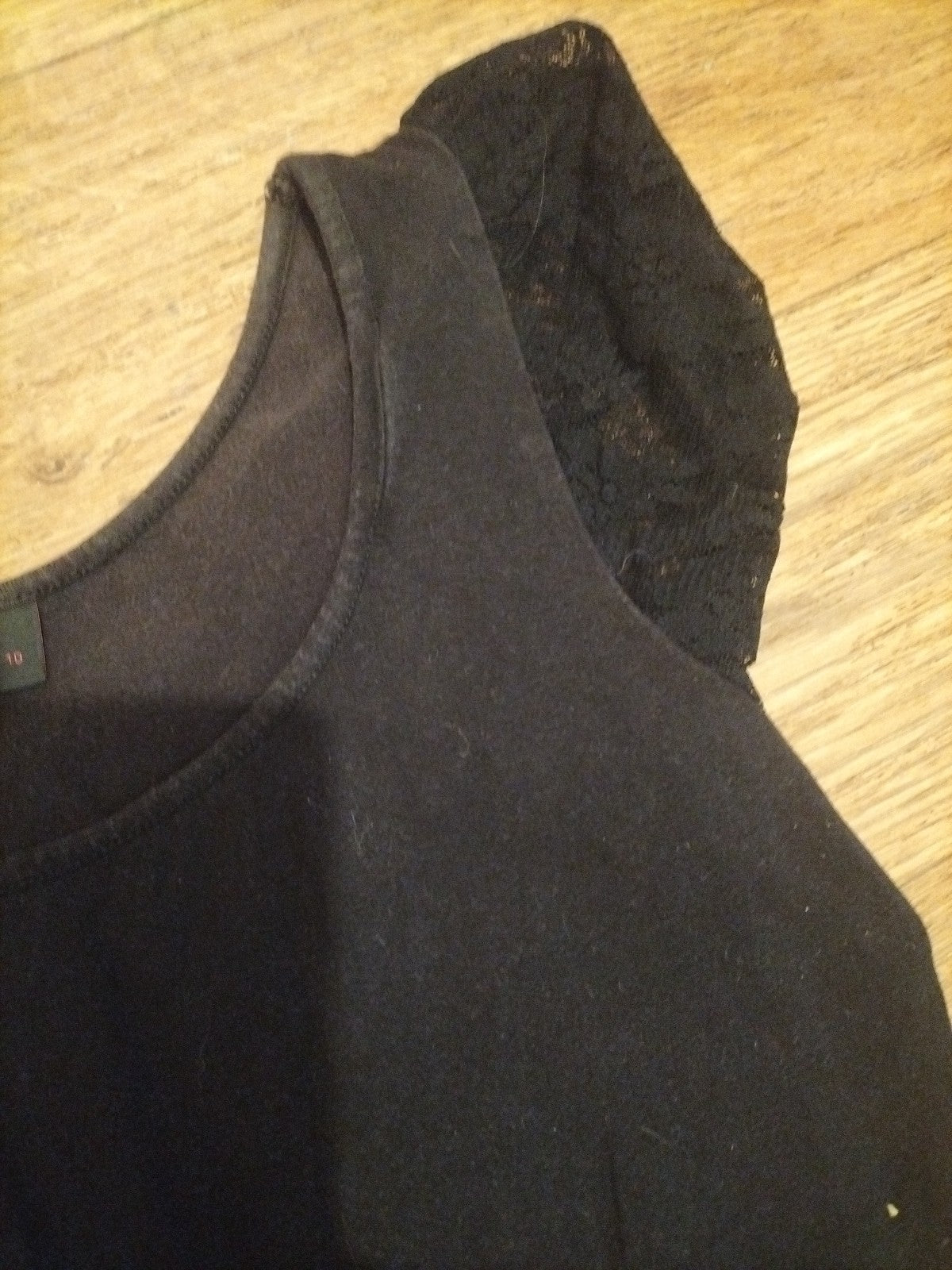 Ladies Next Sp Size 10 Black Short Sleeve Wide Neck Tshirt