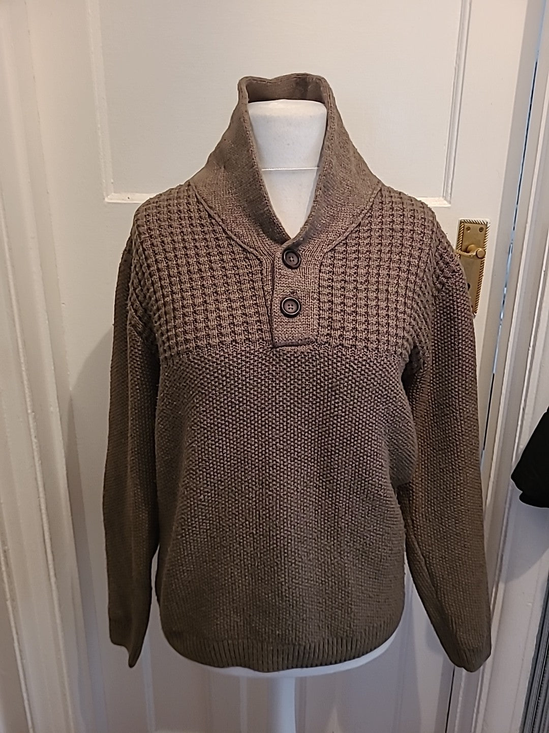 Mens Next Size Large Khaki Collared Jumper