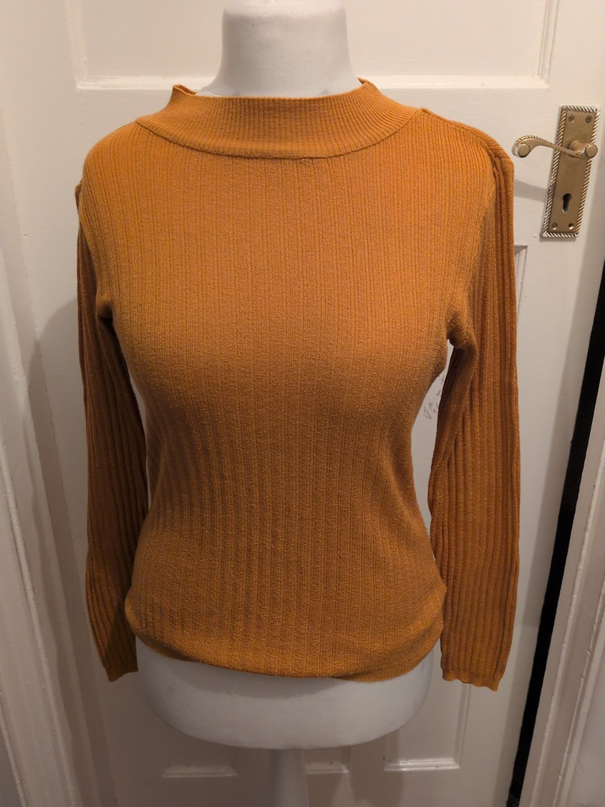 Primark 12-14 Mustard Long Sleeve Cowl Neck Jumper